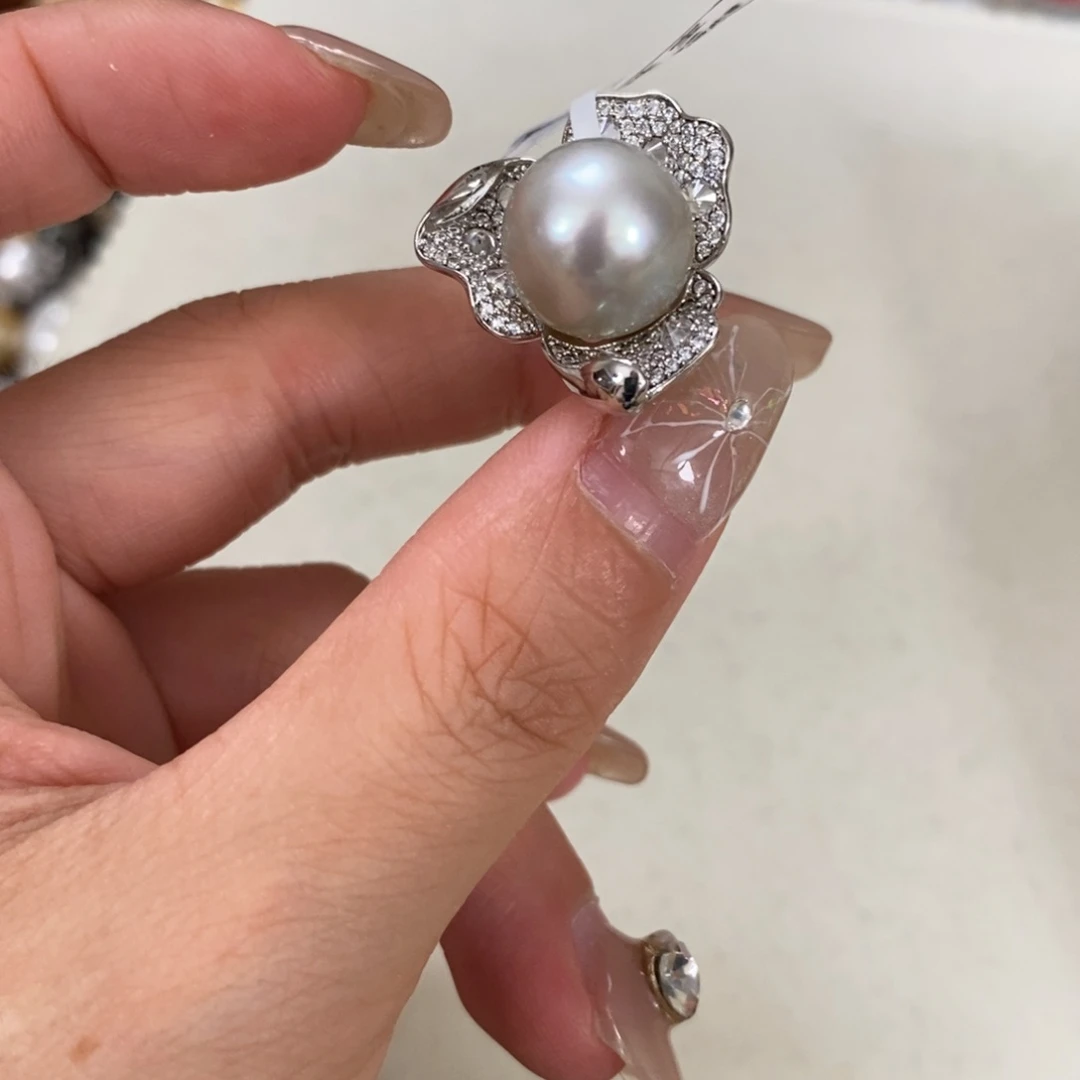 海水珍珠戒指银S925镶嵌