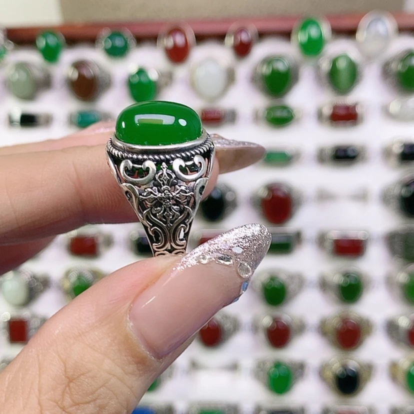 【闪购商品】银S925镶嵌戒指玛瑙/玉髓夏*天