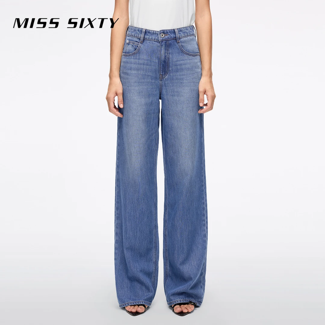 Miss Sixty2025夏季新款垂感含天丝牛仔裤女复古高腰显瘦直筒裤