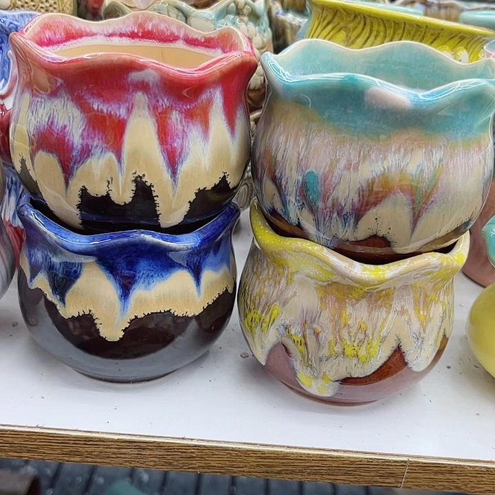 多肉绿植陶瓷花盆9.9包邮，有孔