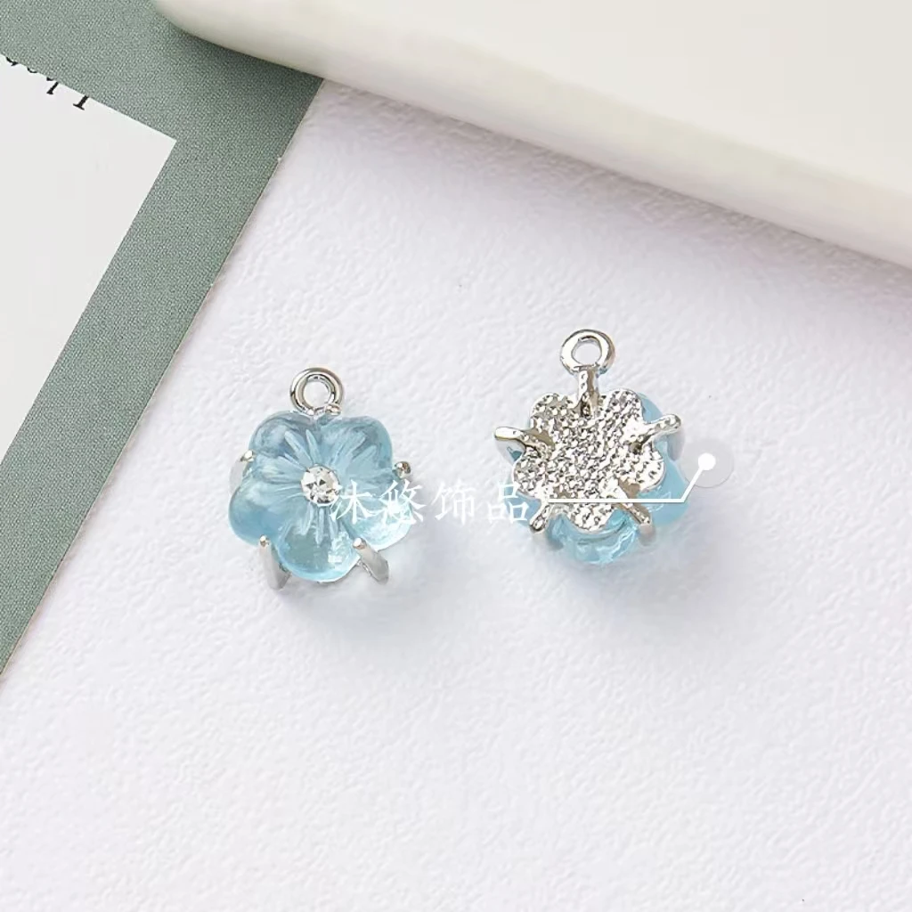 <沐悠饰品.diy> P558 甜美果冻蓝花朵保色挂坠diy
