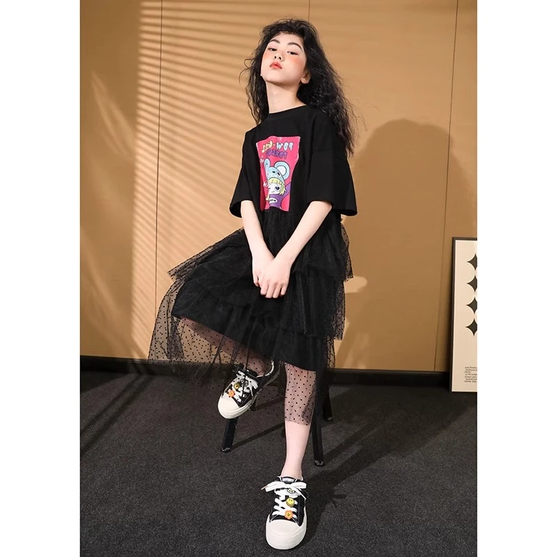 女童夏装T恤纱裙2025新款洋气中大童儿童裙子女孩夏季网红连衣裙