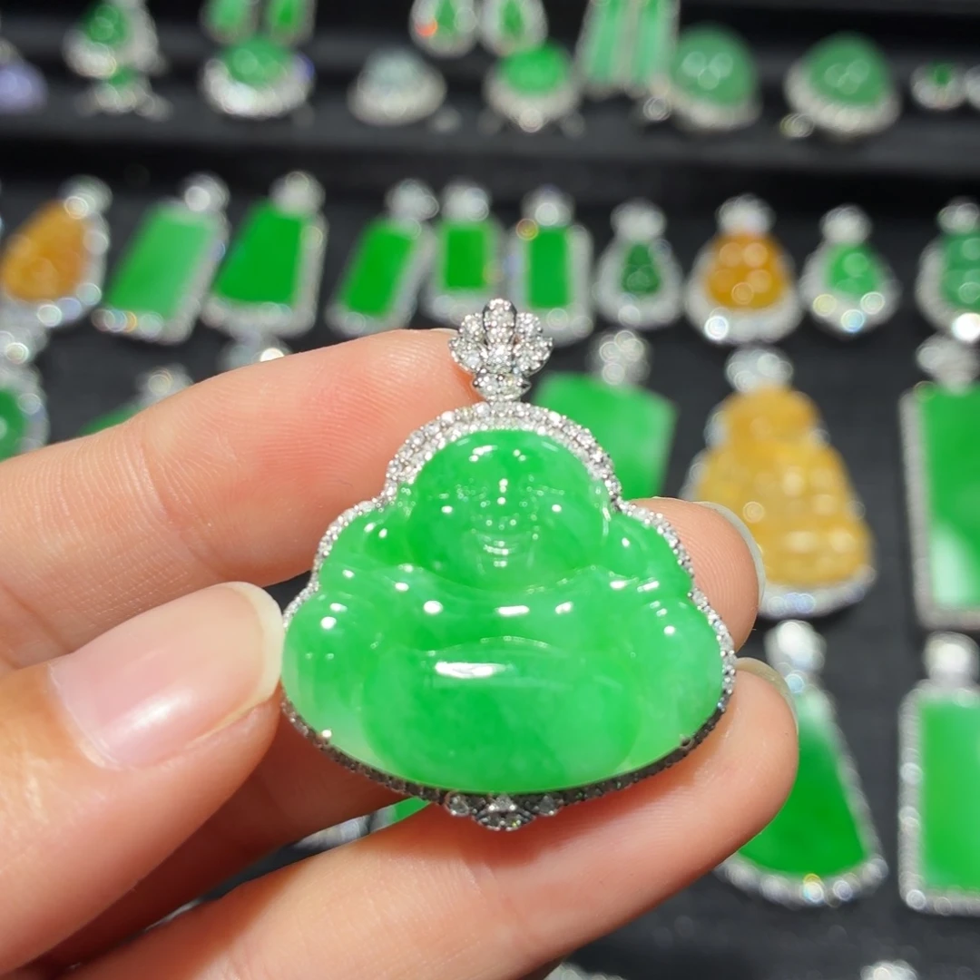 翡翠18K金镶嵌吊坠(不含链)99号