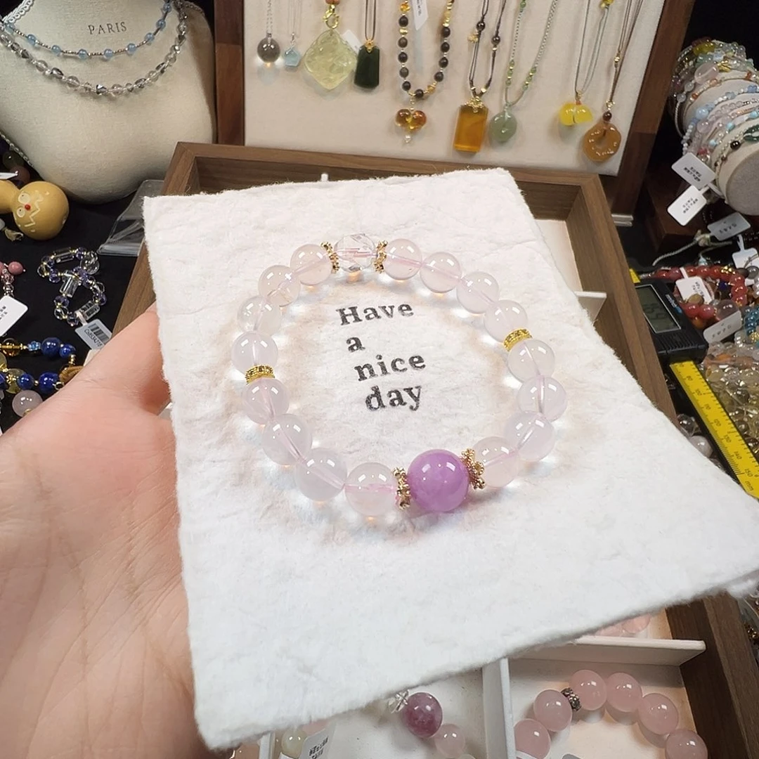 水晶未镶嵌手链莫粉紫锂辉