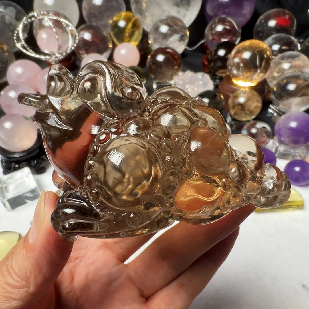 水晶珠宝半成品未镶嵌天然水晶金蟾晶体微棉