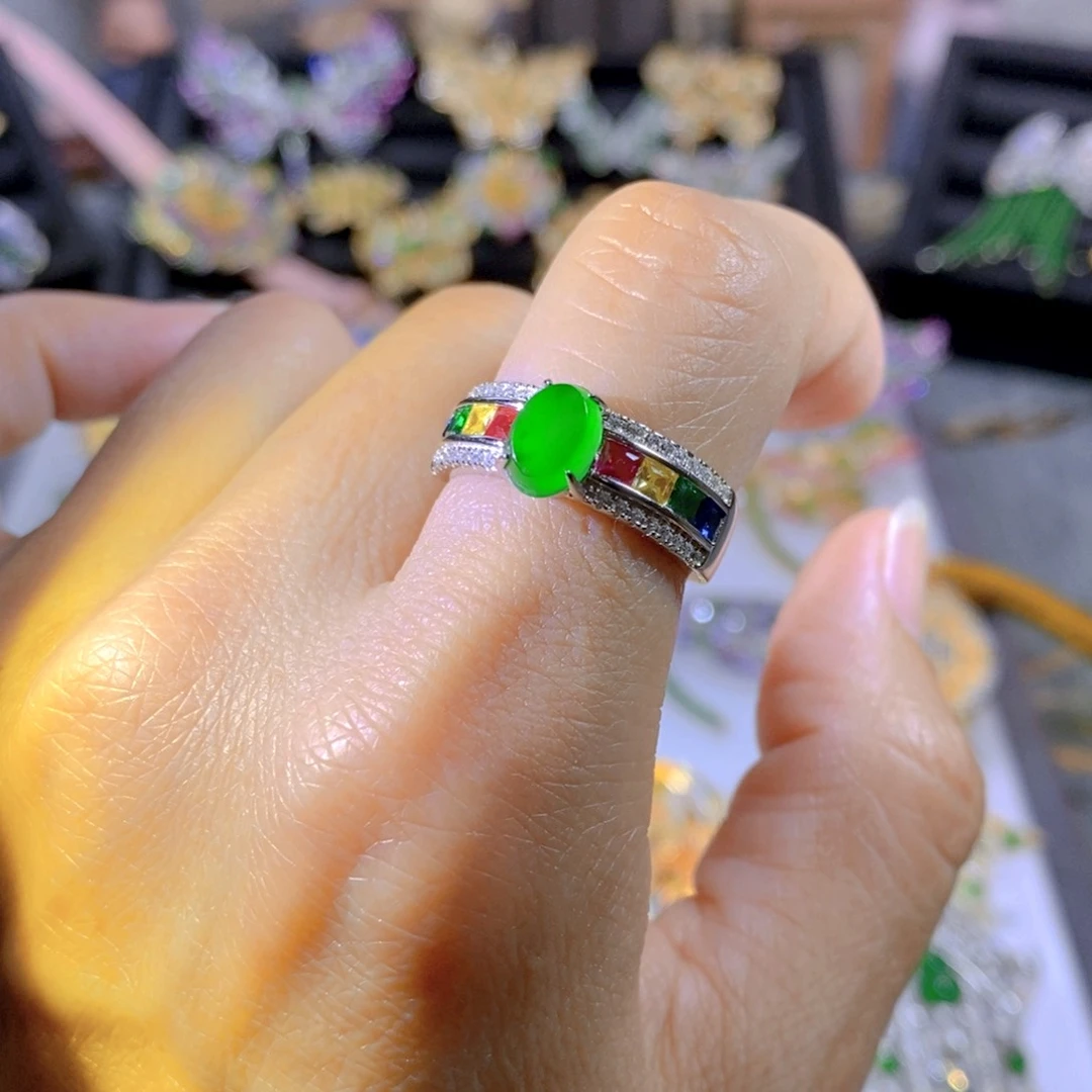 银S925镶嵌把件翡翠