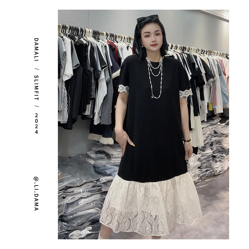 大码利-夏上新【圣女花蕾丝裙】小众韩系宽松显瘦纯色连衣裙女百搭