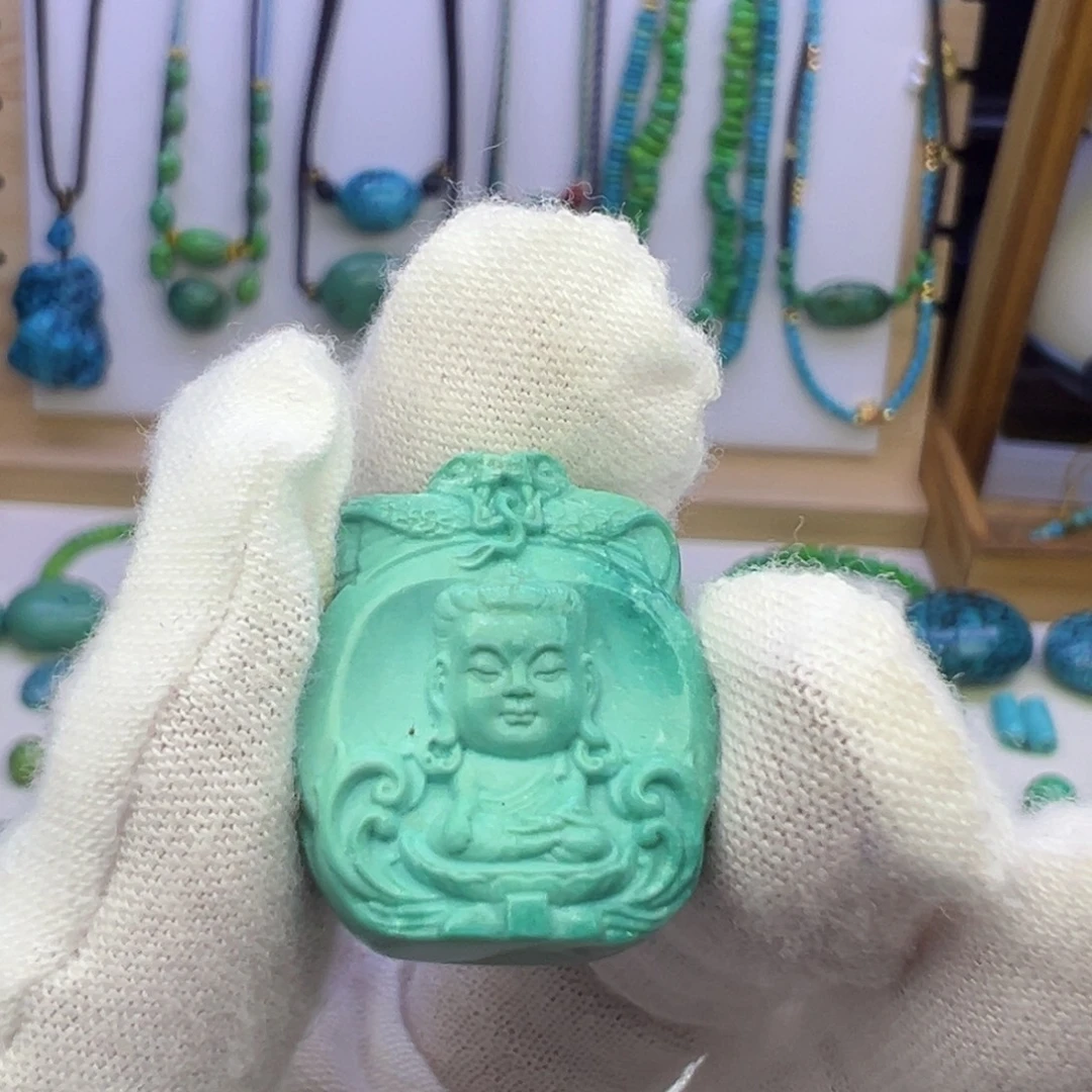 三醋酯纤维菜籽绿雕刻吊坠19.6mm兰