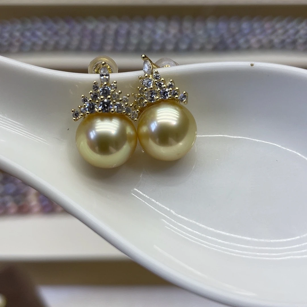 银S925镶嵌海水珍珠耳饰