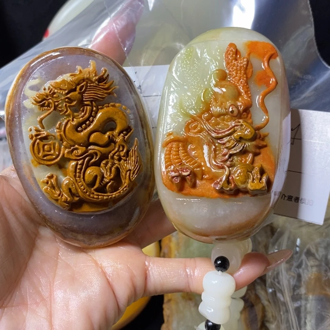 石材亮*古青石手把件