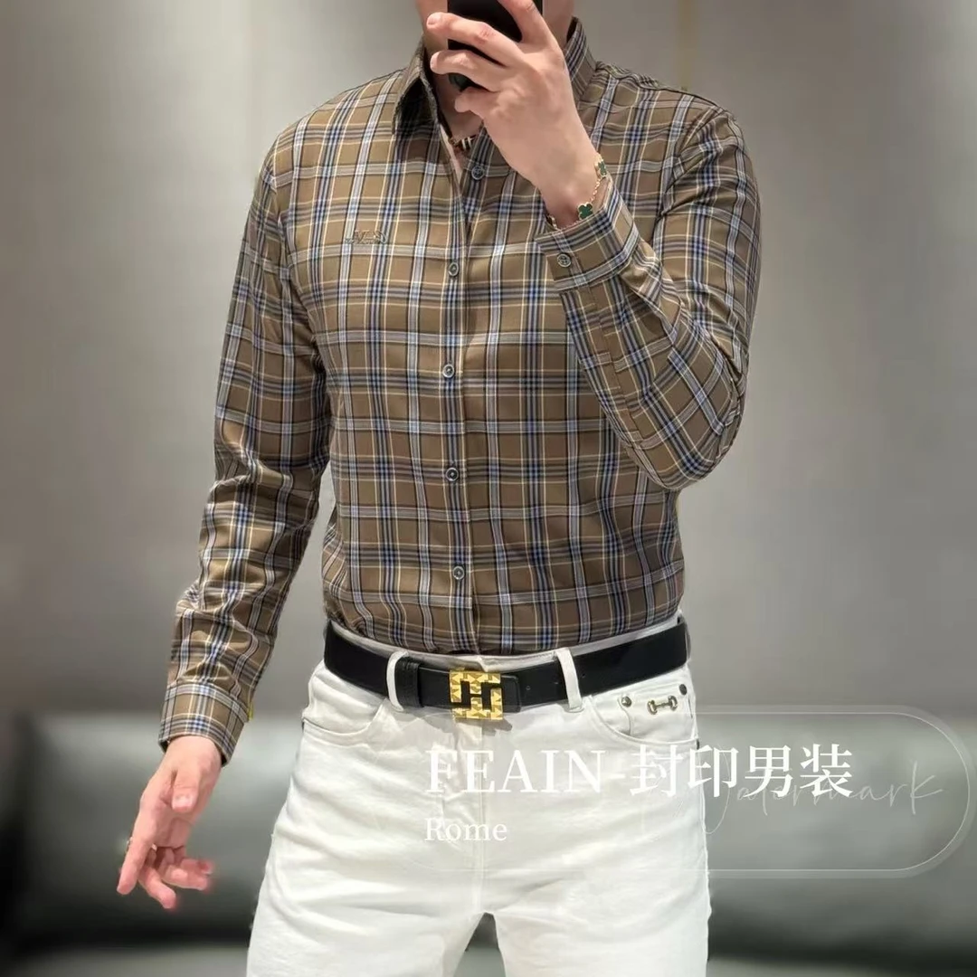 高端定制再生纤维苏纤维经典格纹长袖衬衫17266