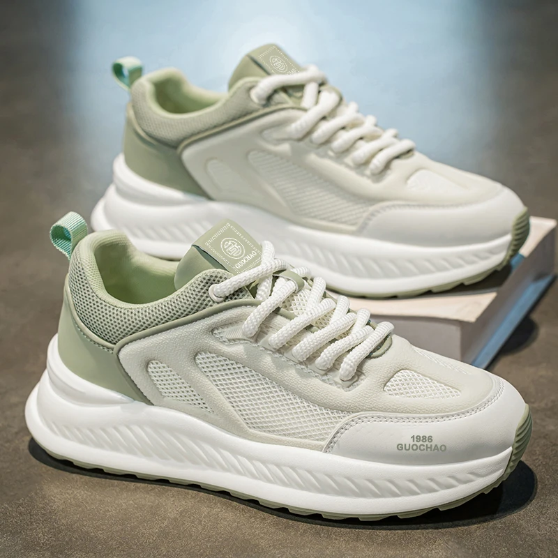 男鞋新款春季透气镂空网面鞋休闲百搭青少年增高跑步运动潮鞋鞋子