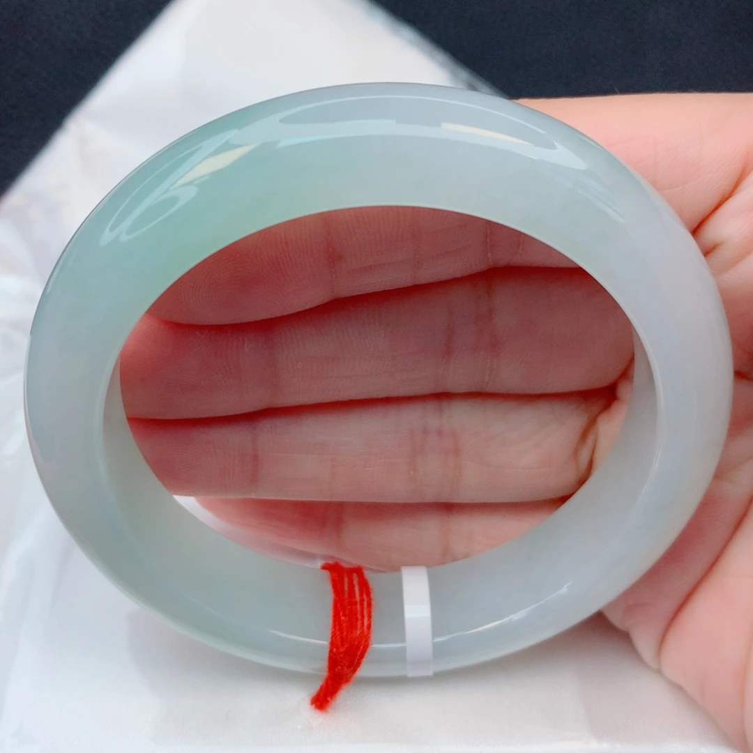 翡翠未镶嵌手镯56.9圈 细糯冰飘晴水底宽镯