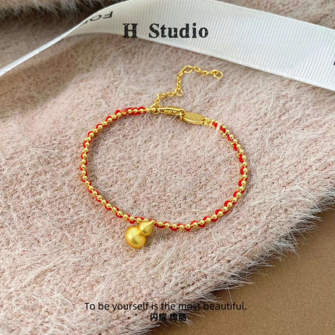 铜合金布艺手链 S2746 葫芦红绳 红色编织绳轻奢百搭