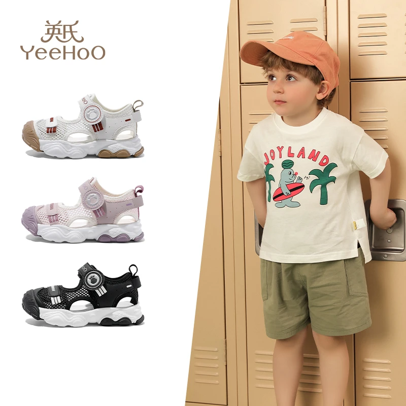 英氏童鞋儿童凉鞋夏季软底防滑男童户外涉水鞋女童包头沙滩鞋6151