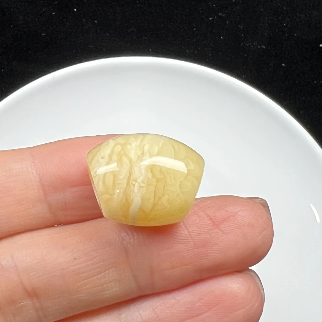 R7882 天然蜜蜡 浓白蜡马蹄珠14.8*18.8 mm 支持复检 假一发四