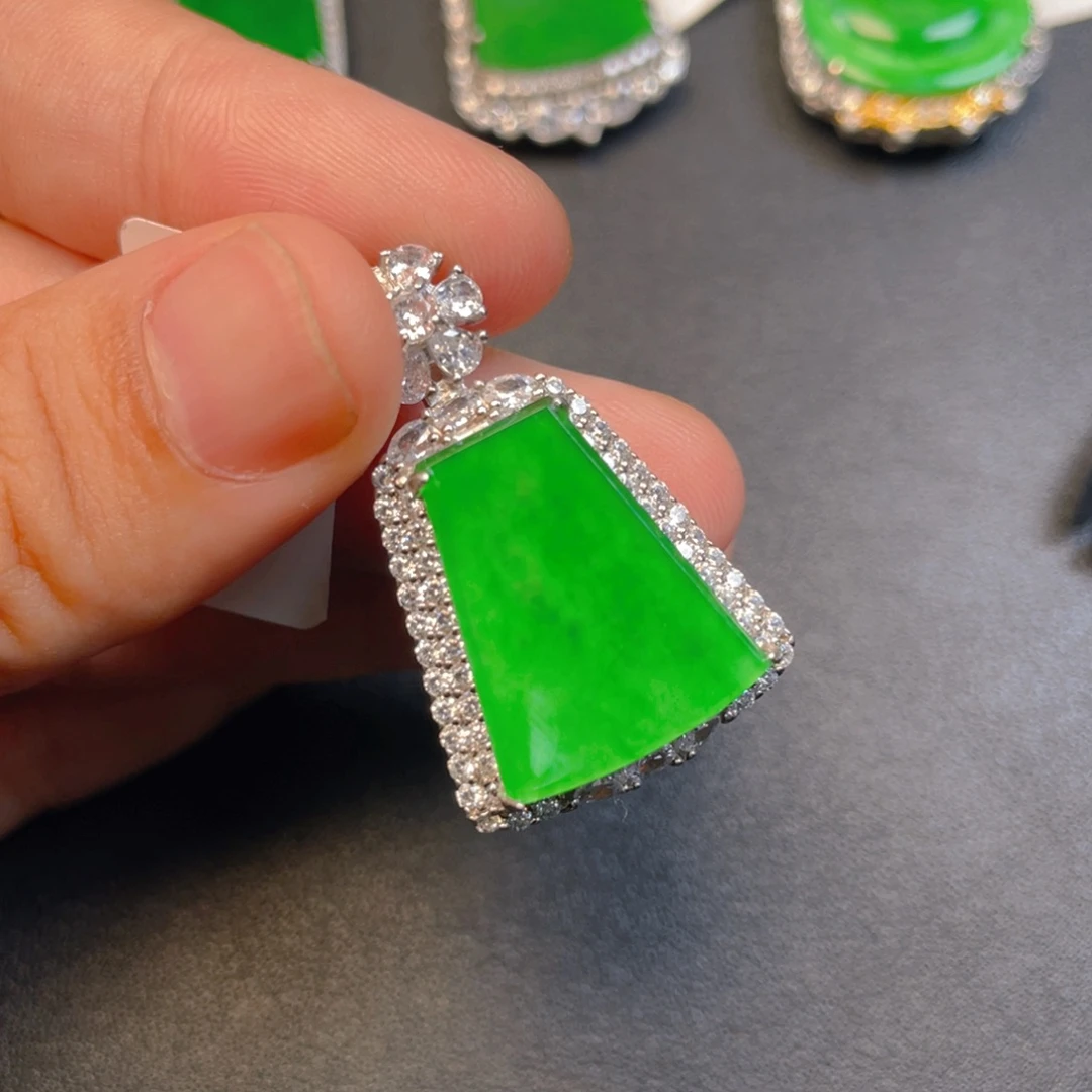 翡翠银S925镶嵌吊坠(不含链)