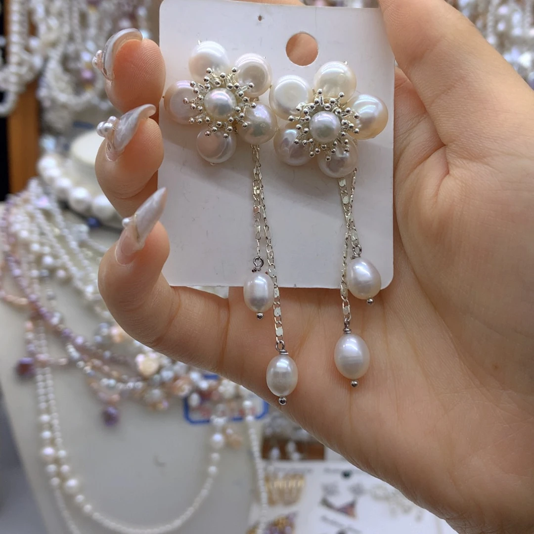 合金淡水珍珠耳饰