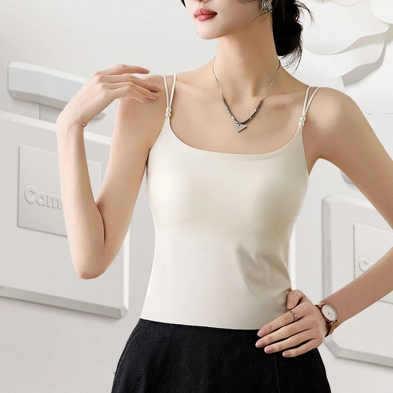 草本初色吊带背心女内搭带胸垫背心2025新款外穿白色美背打底裹胸