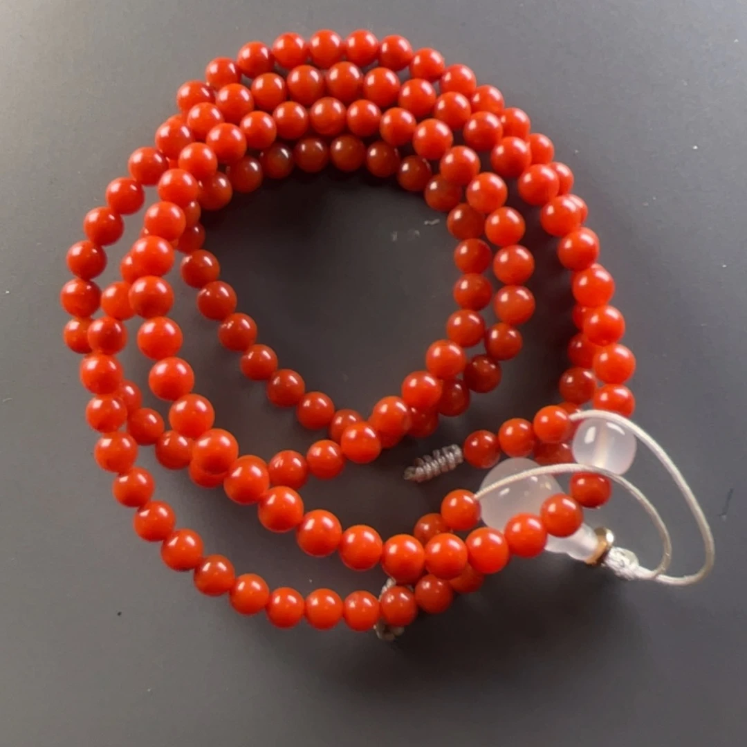 南红玛瑙保山天然原矿杨柳柿子红5➕mm多圈手链未镶嵌挑*