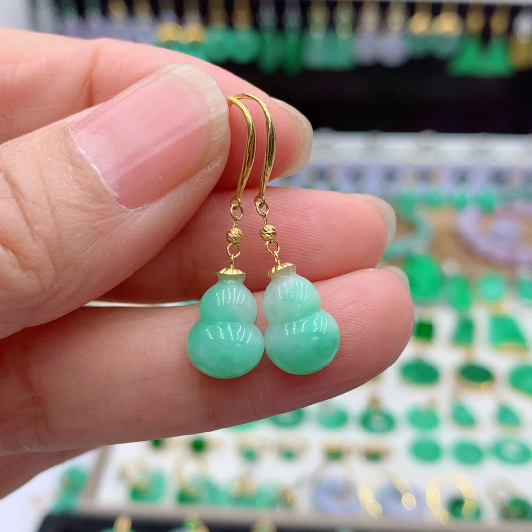 翡翠18K金镶嵌耳饰