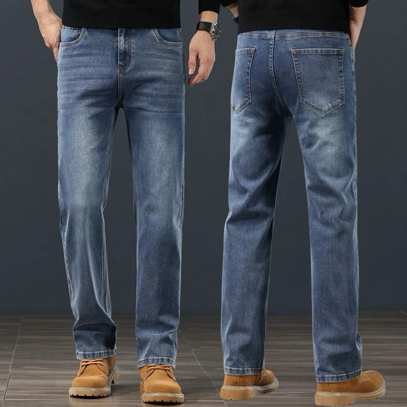 2025年秋冬新款牛仔裤男款宽松直筒弹力中年爆款百搭长裤子男加大