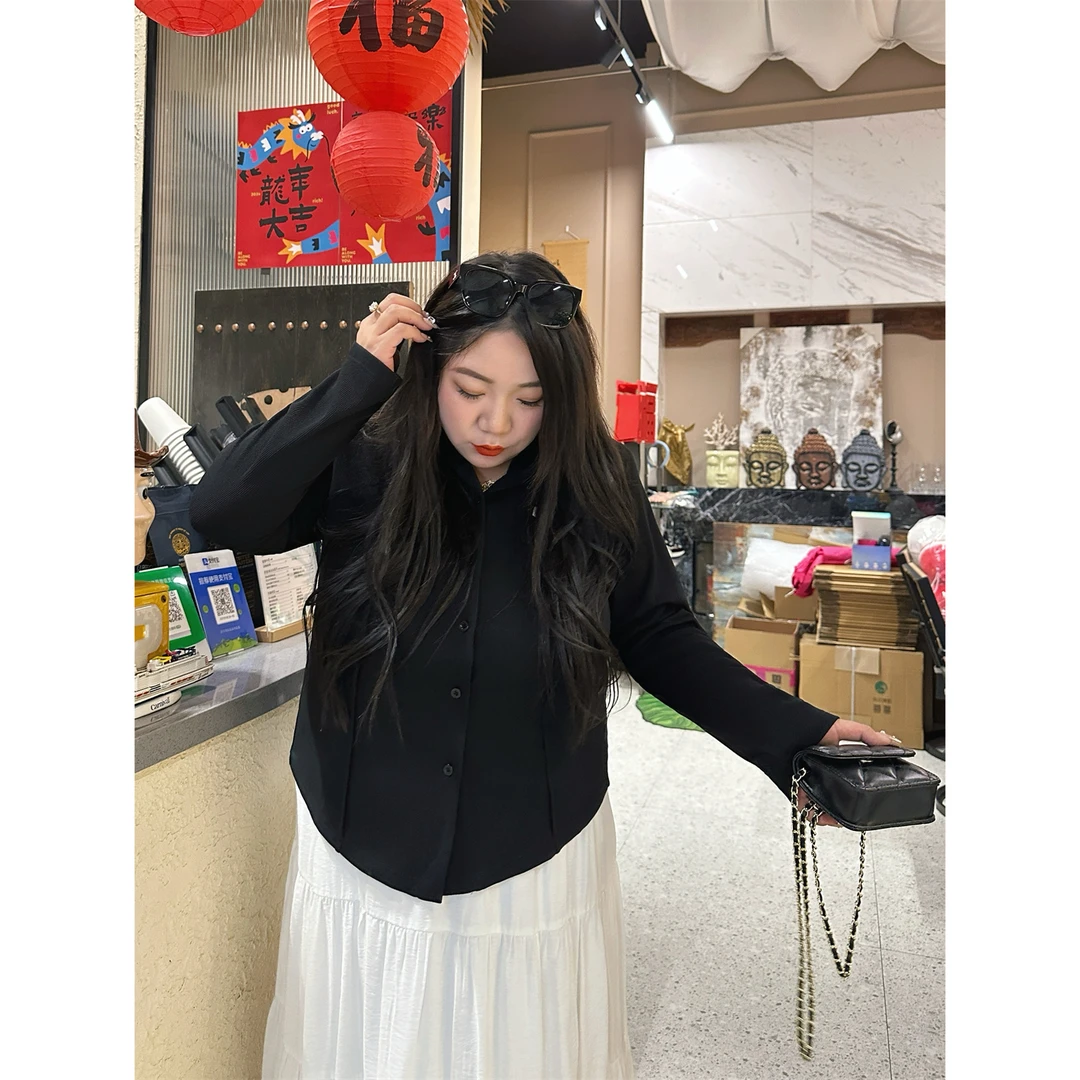 杜乐斯舞 / 修身显瘦连帽长袖T恤4421花契200斤胖mm春季宽松减龄