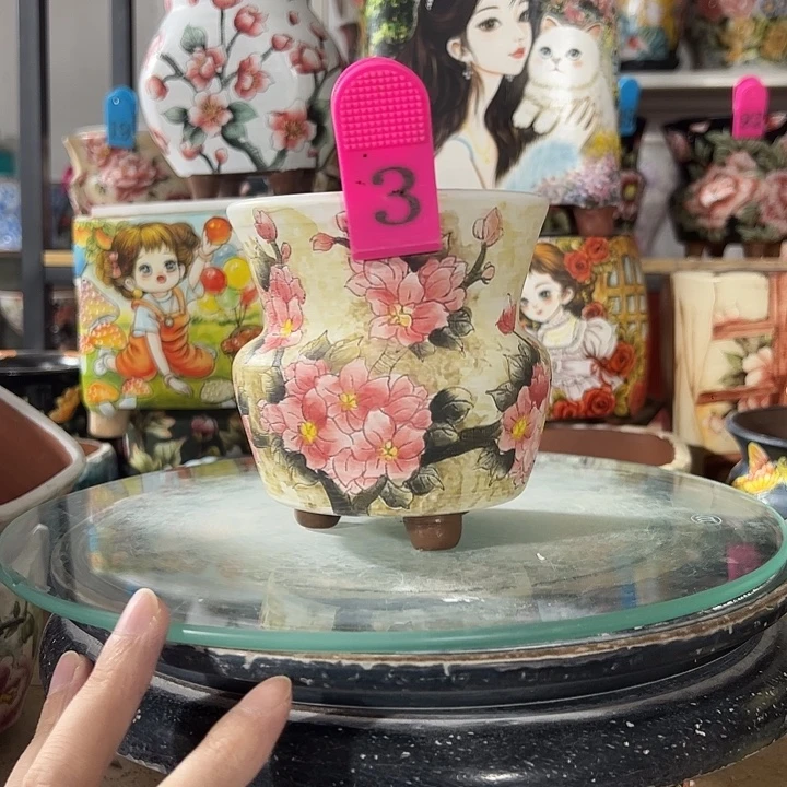 满38包邮 景德镇手绘花盆