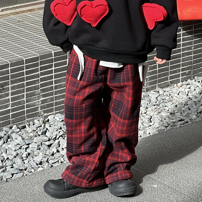 儿童加绒加厚裤2024冬季新款男童韩版一体绒长裤中小童秋冬装裤子