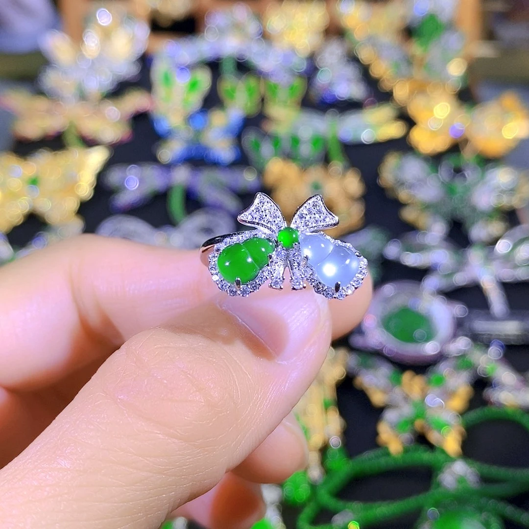 吊坠(不含链)银S925镶嵌翡翠