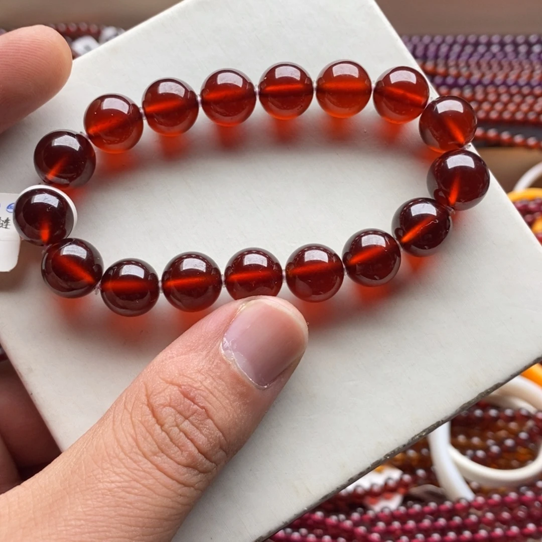 石榴石未镶嵌手链11mm橙红色