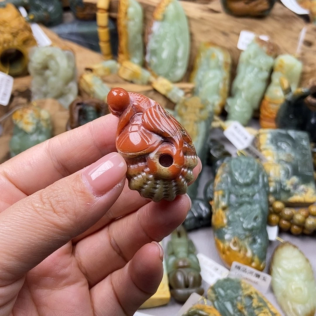 岫岩河磨玉（透闪石质玉）手把未镶嵌龙*