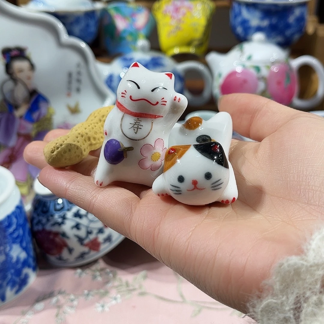 陶杯子陶瓷茶宠猫咪高温