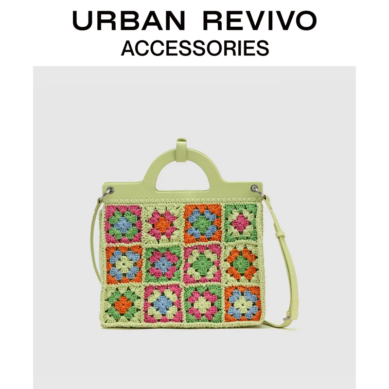 URBAN REVIVO2025夏季新款女士波嬉风祖母格斜挎包UAYB50071
