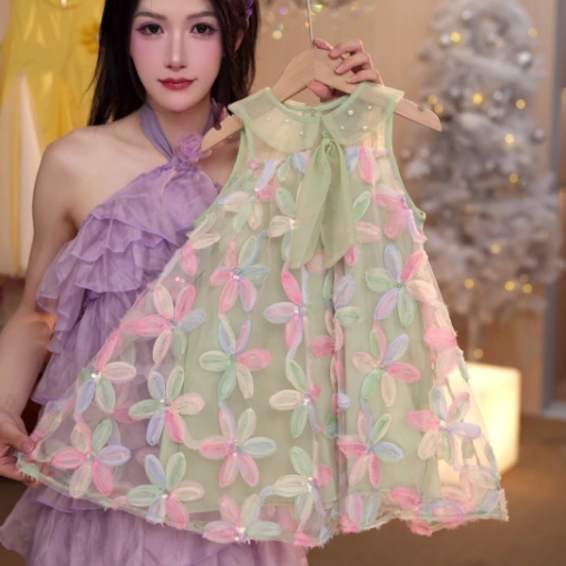 Disney/迪士尼女童连衣裙夏装2025新款洋气夏款儿童背心裙子夏