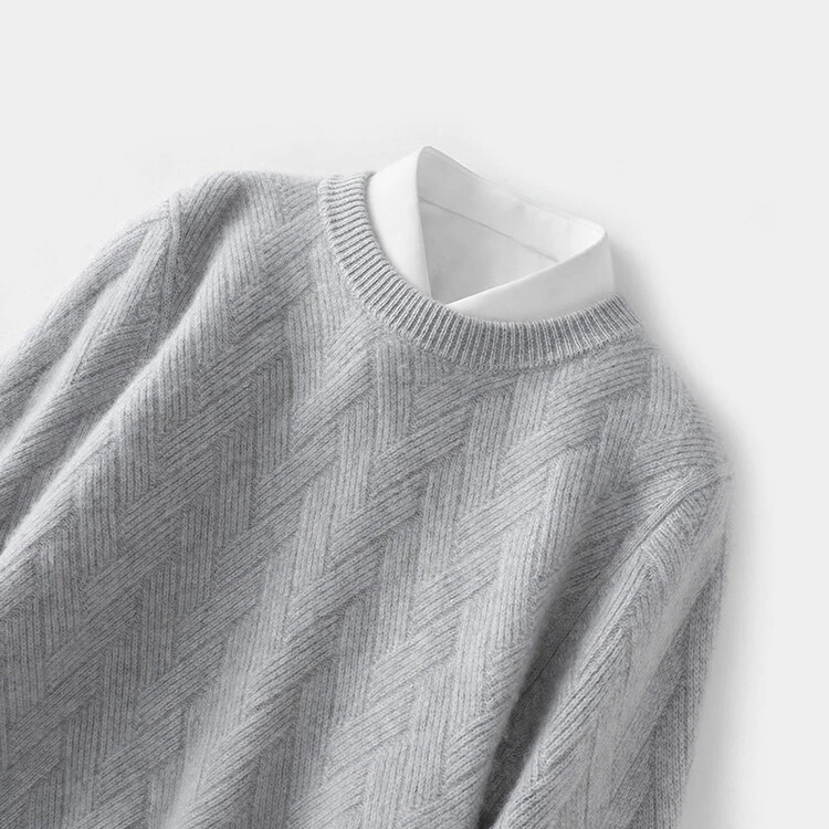 简约大气~新款圆领套头宽松气质舒适长袖100羊绒衫