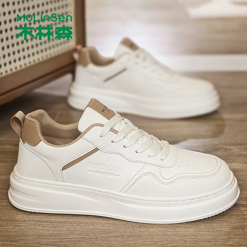 木林森男鞋2025新款秋季男士小白鞋软底防滑厚底增高休闲板鞋男款