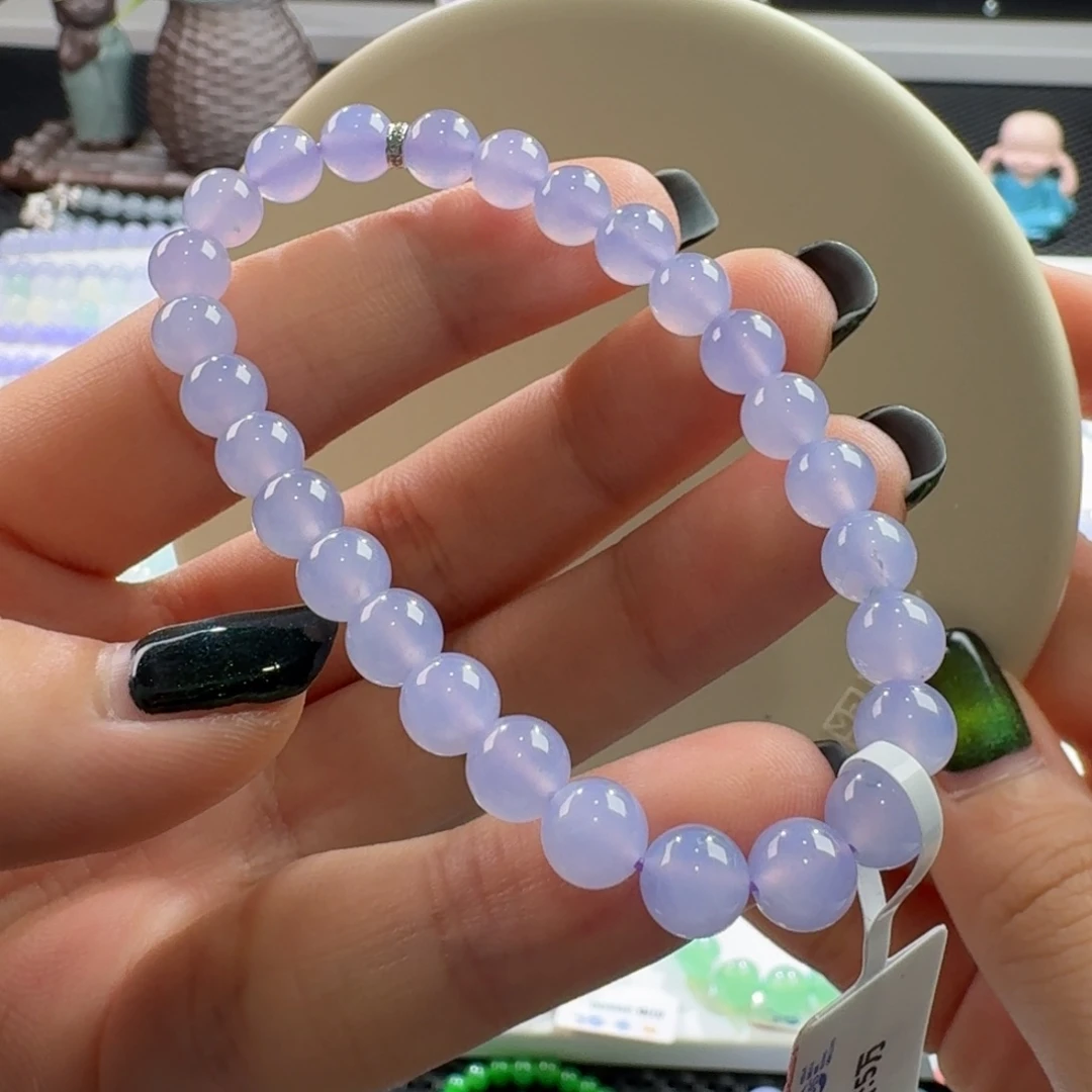 翡翠手链未镶嵌高冰玻紫手串卡6.6 毕业！妖艳！强推！