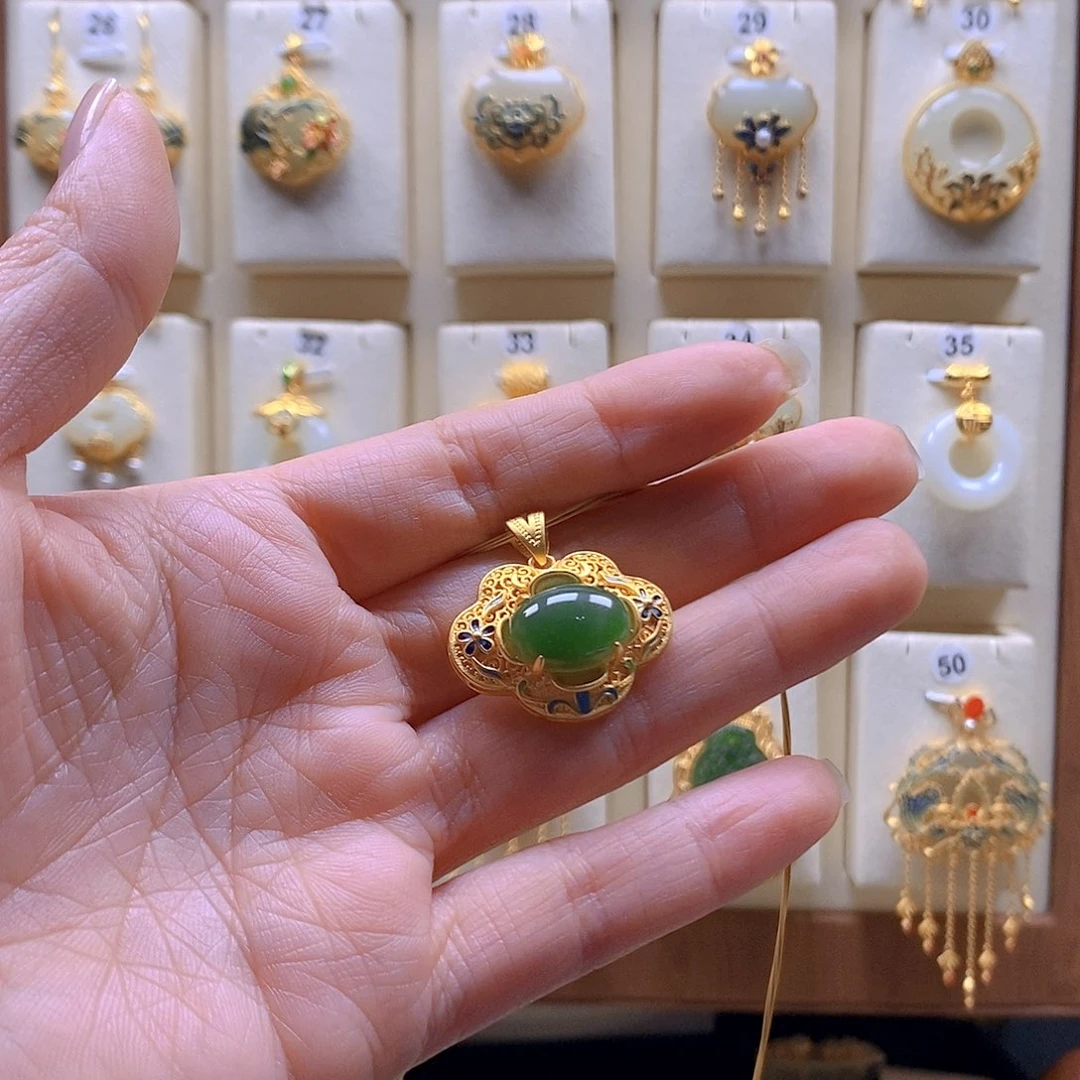 和田玉银S925镶嵌颈饰