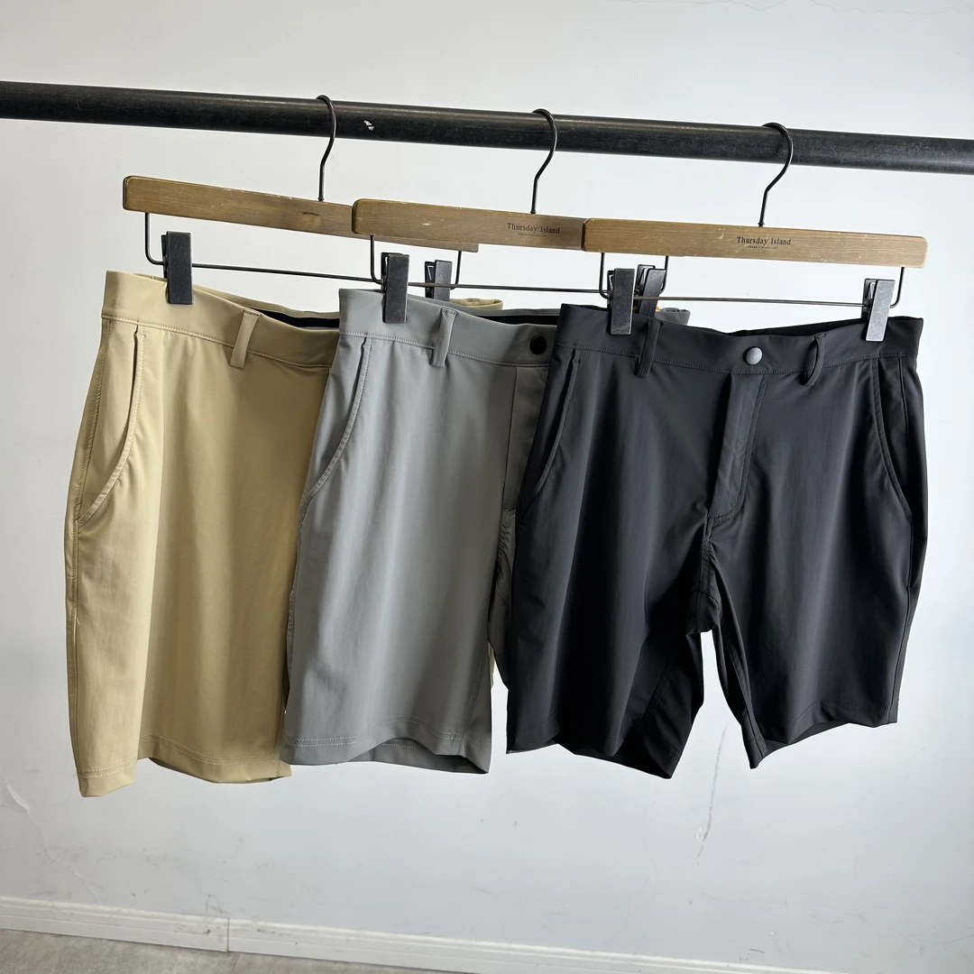 高端外贸男士抗皱免烫凉感透气短裤百搭四分裤防紫外线裤叉6243