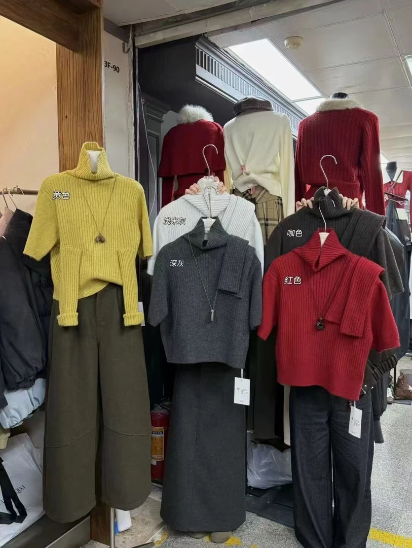 MAMIE【袖套毛衣】韩系氛围感复古小众高领套头短袖百搭气质毛衣