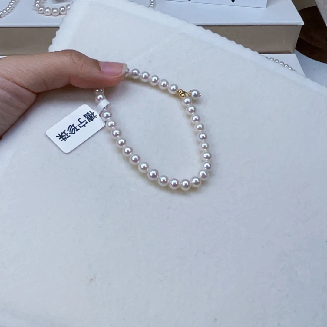 银S925镶嵌手绳淡水珍珠5-6天然淡水珍珠手链