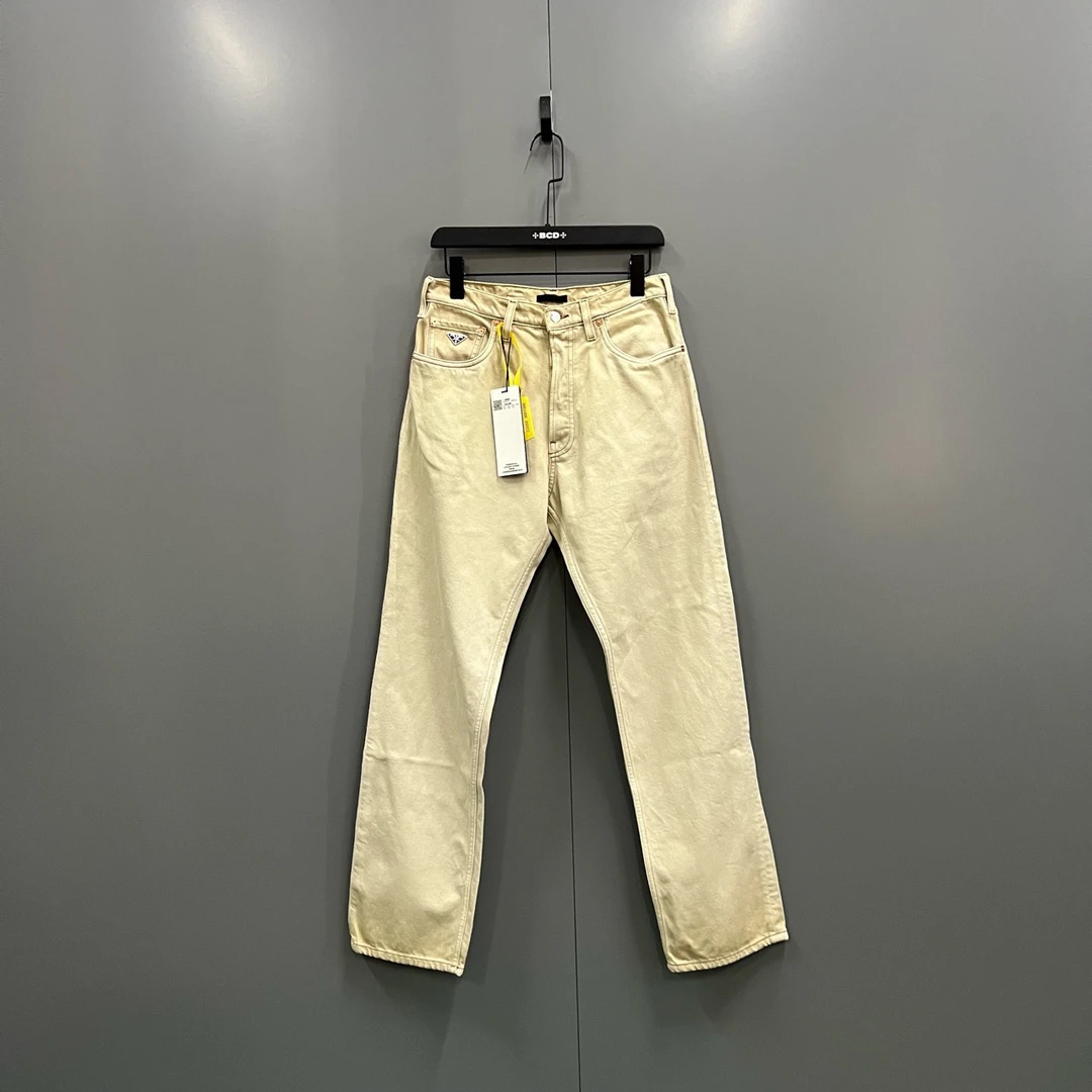 95新 Prada/普拉达 a12 普拉达 卡其色三角标logo长裤 30码/98新