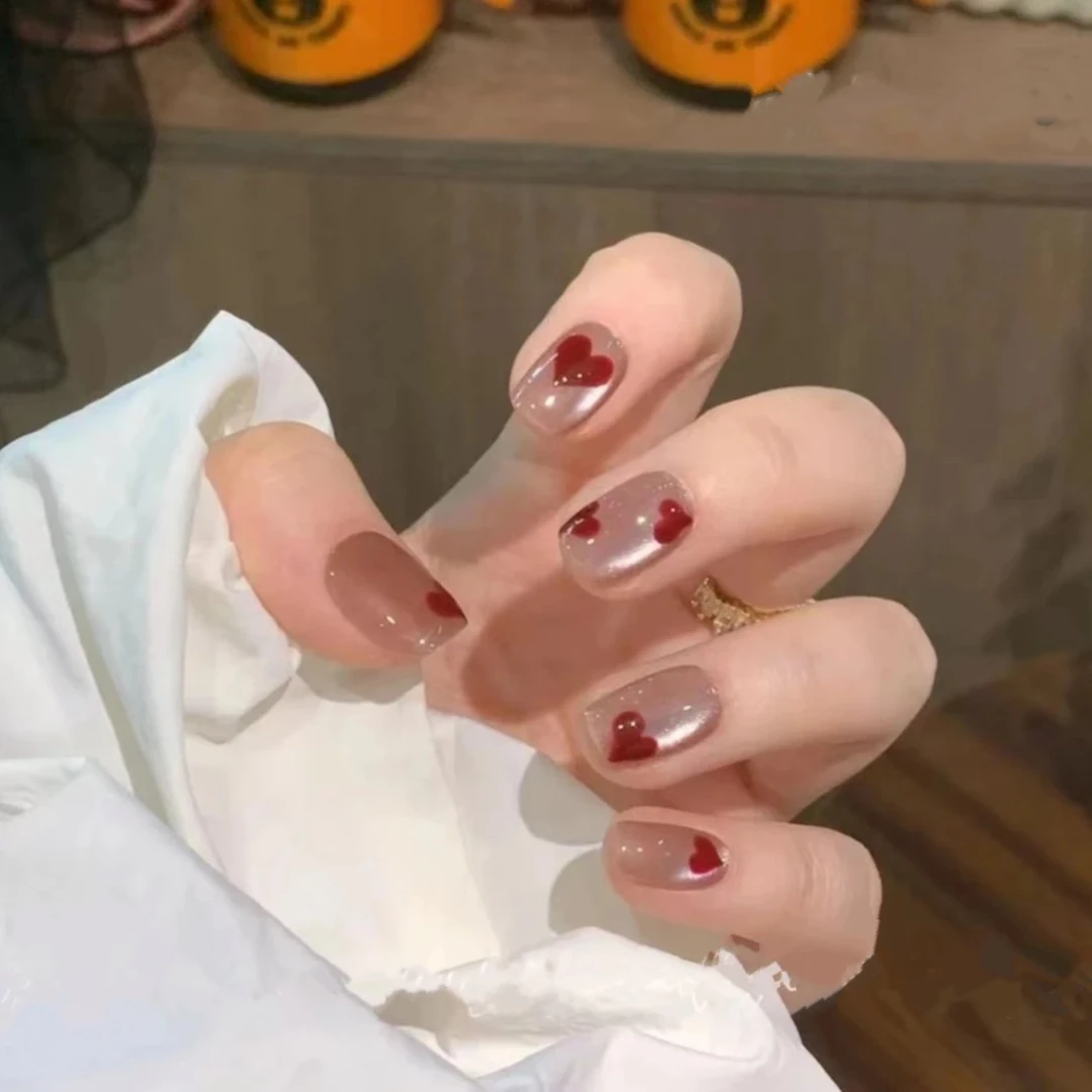 【海派甜心开莘猫眼】30片气质酒红美甲贴片穿戴美甲片穿戴甲