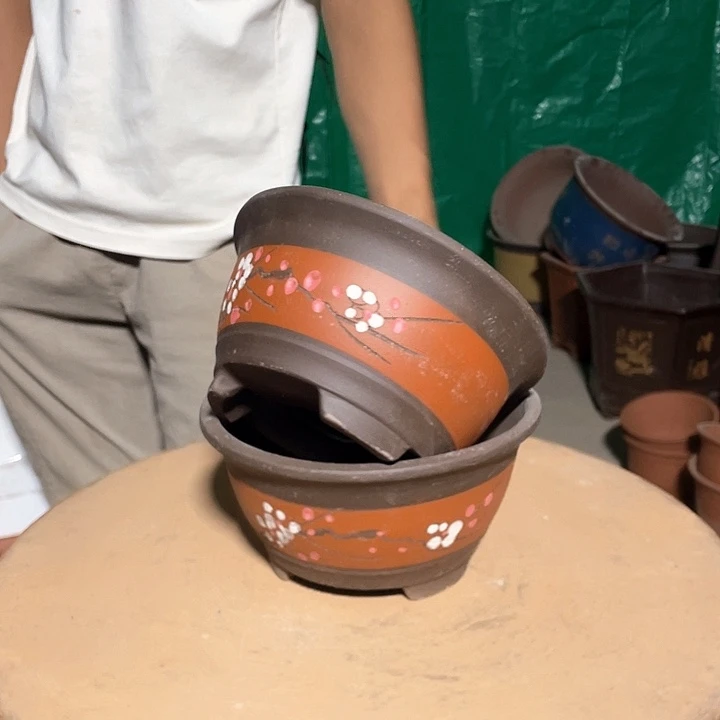 红色富贵点彩小号一对