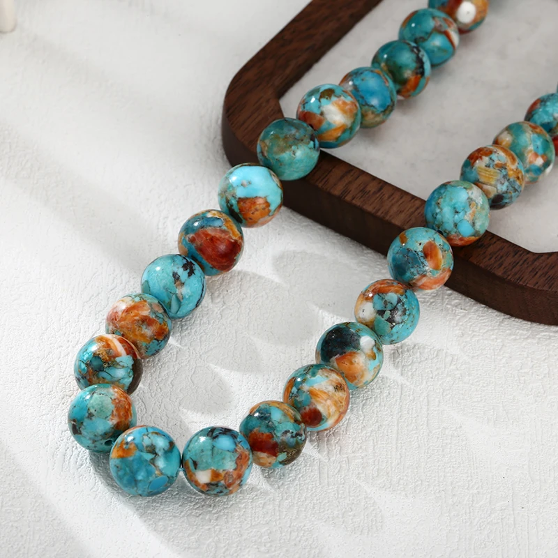 链子925银 「深蓝航线」10mm彩珠项链