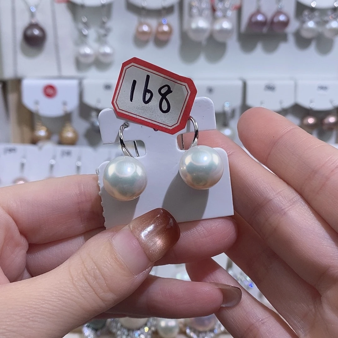 银S925镶嵌耳饰淡水珍珠w12.6