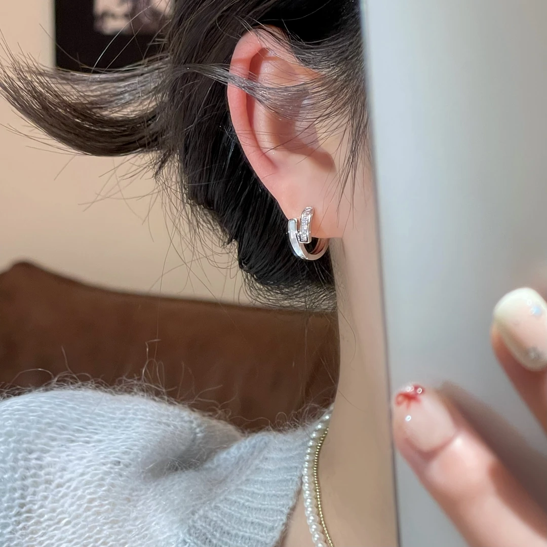F169银色质感耳扣高级百搭小众温柔气质精致个性