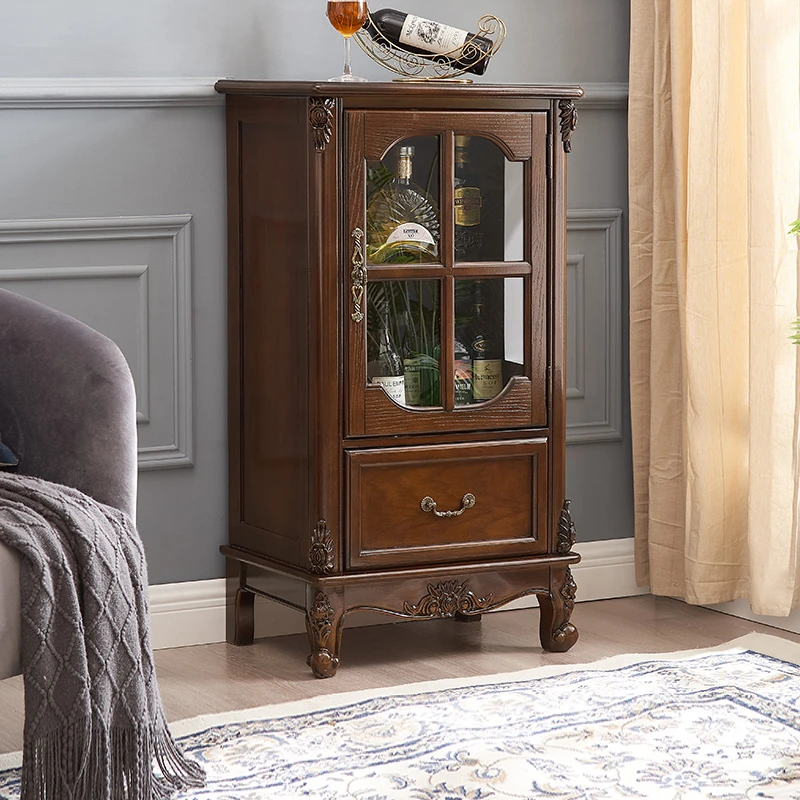 美式酒柜边柜餐厅全实木储物优质乡村小户型