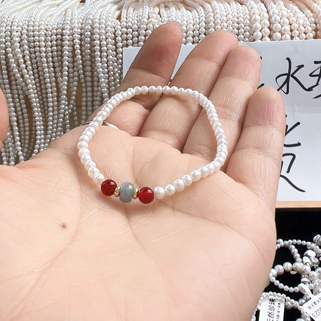 淡水珍珠手镯银S925镶嵌